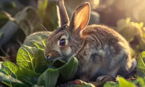 Mały króliczek w słoneczny dzień chrupie liście kapusty. Czy królik może jeść kapustę? Tak, ale z umiarem!